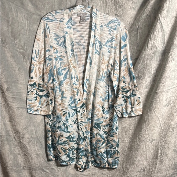 Catherines cardigan plus size 1X Blue and White Knit Cardigan size 16 / 18 light - Picture 1 of 9